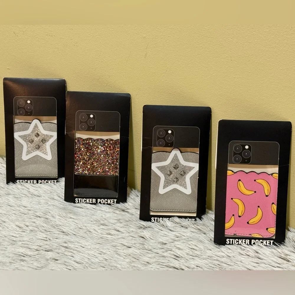 Glitter and Star 3M Sticker Pocket for Cell Phones Set of 4 NWT